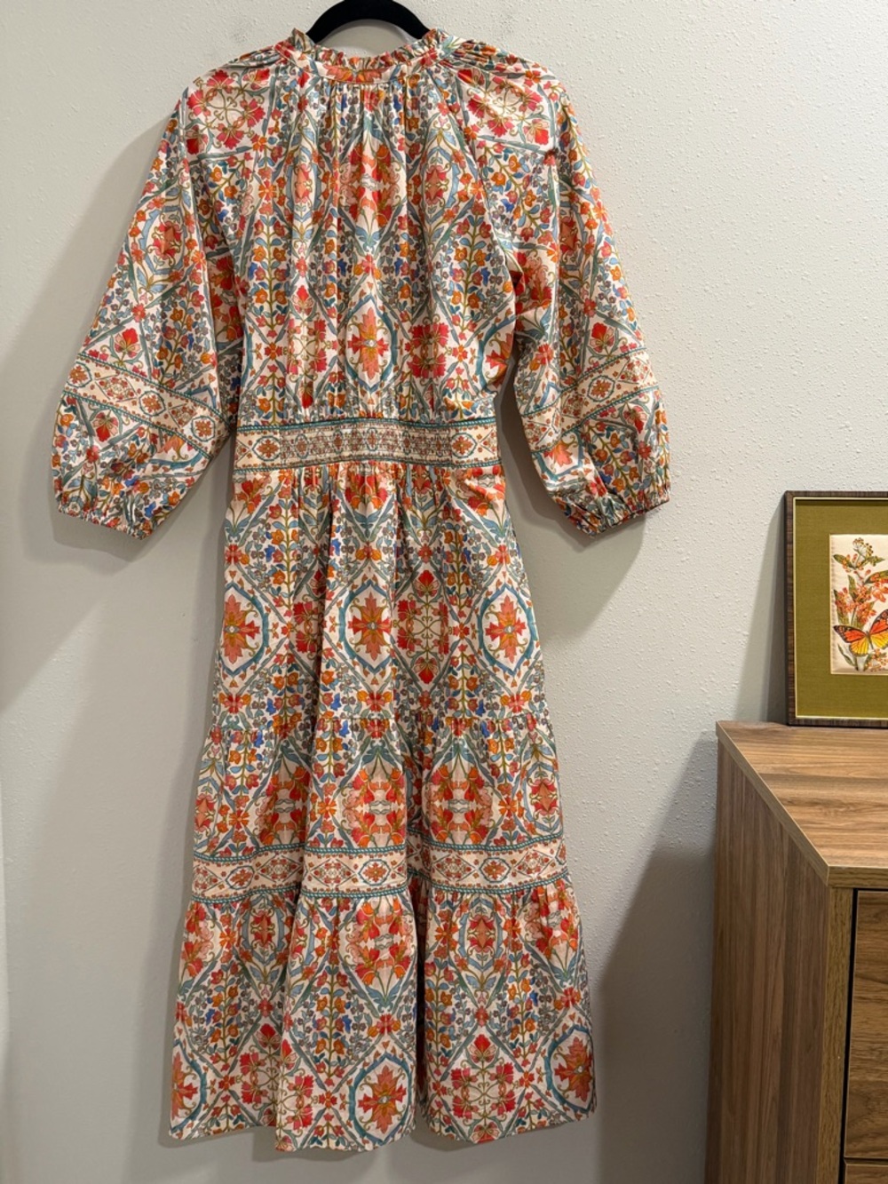 Shoshanna Size 10 Floral Maxi Dress Belted Puff Sleeve Peasant Cottagecore - Picture 2 of 6